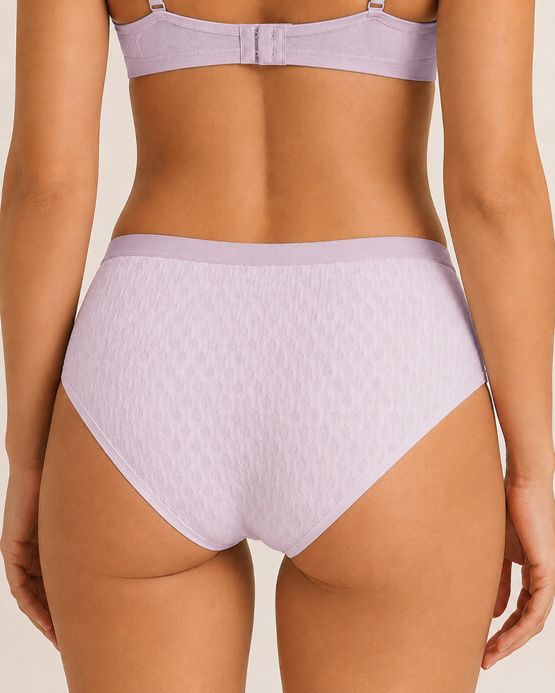 4-Pack Mid-waist Cotton Antibacterial Seamless Jacquard Breathable Briefs