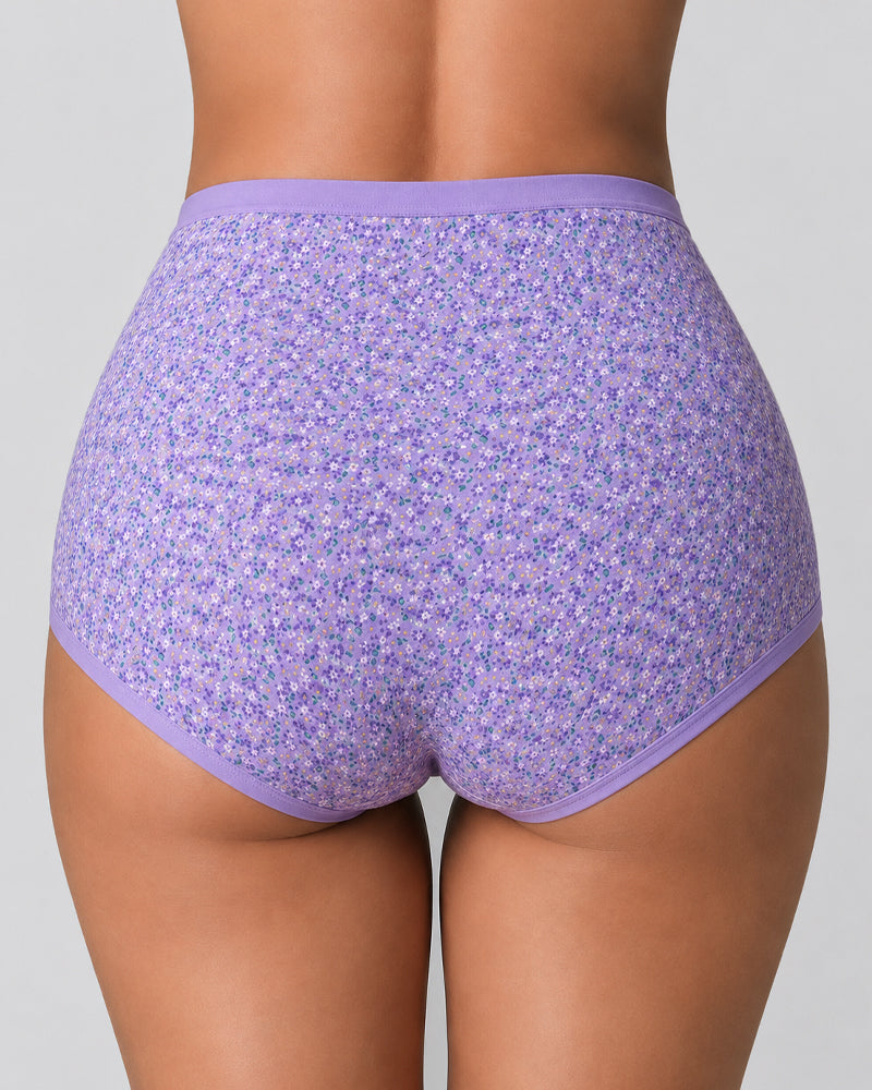 4-Pack High Waist Cotton Printed Loose Stretch Briefs