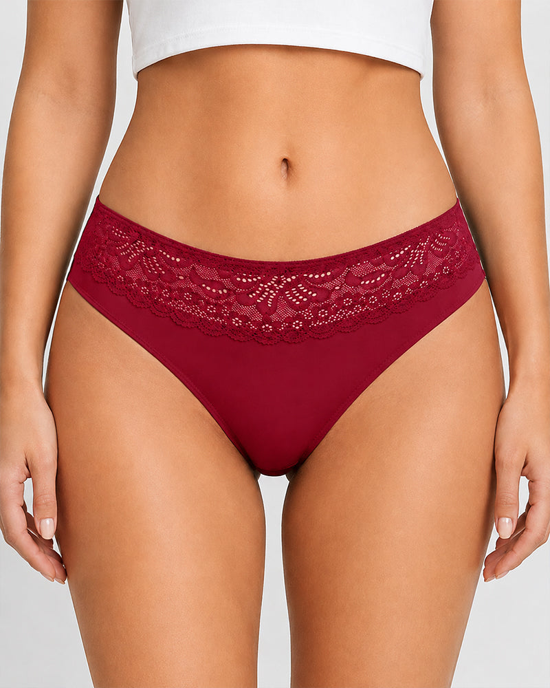 5-Pack Sexy Seamless Ice Silk Lace Patchwork Breathable Panties