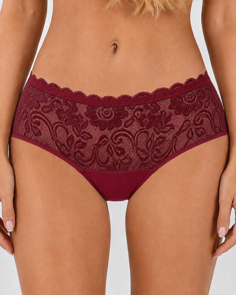 5-Pack Sexy Lace Openwork Cotton Crotch High Elastic Panties