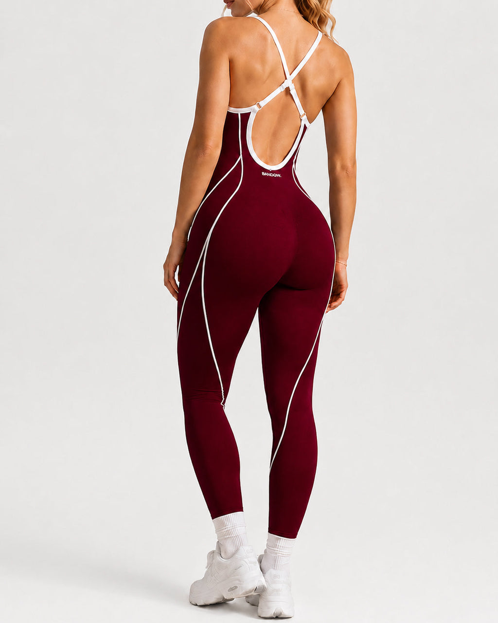 Women's Colorblock U-Neck High Elastic Sleeveless Yoga Fitness Jumpsuit