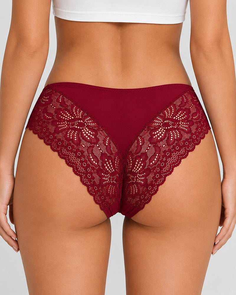5-Pack Sexy Seamless Ice Silk Lace Patchwork Breathable Panties