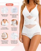 Sexy Deep V Cross Mesh Breathable Tummy-control Bodysuit Shapewear