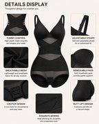 Sexy Deep V Cross Mesh Breathable Tummy-control Bodysuit Shapewear