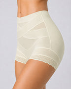 2-Pack High Waist Tummy Control Seamless Cross-over Sheer Mesh Boxer Briefs