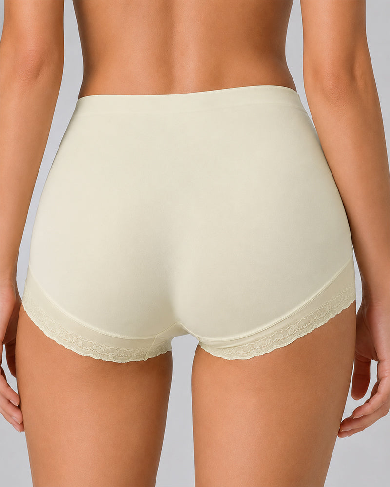 2-Pack High Waist Tummy Control Seamless Cross-over Sheer Mesh Boxer Briefs