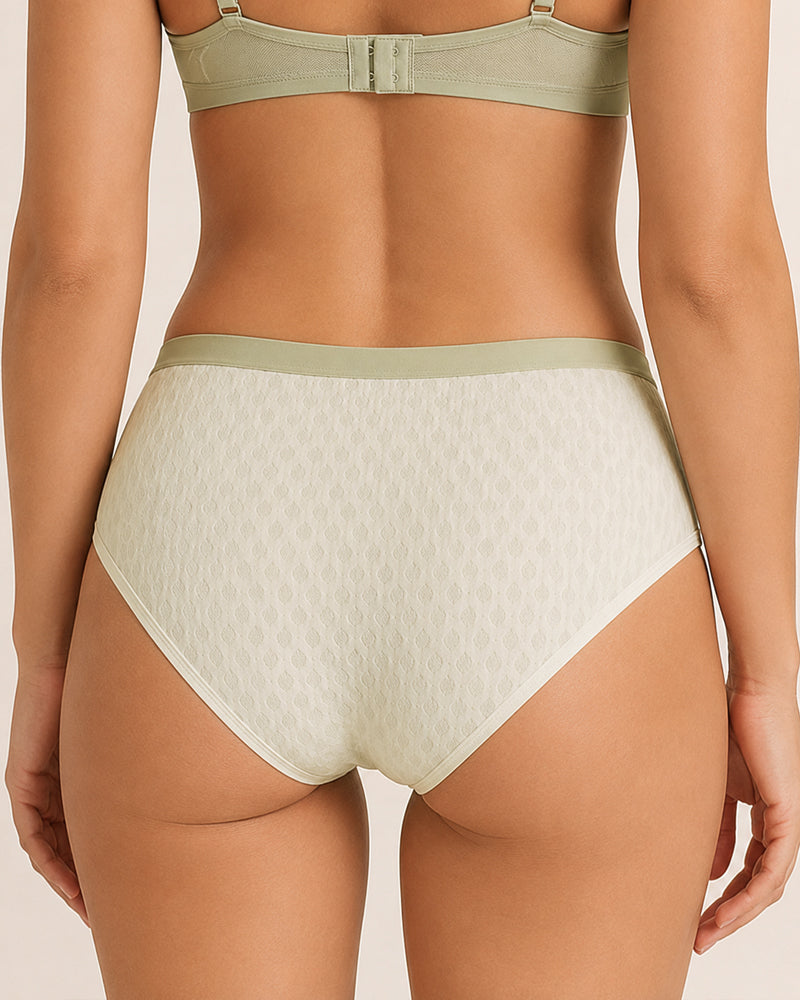 4-Pack Mid-waist Cotton Antibacterial Seamless Jacquard Breathable Briefs