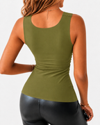 High Strechy Seamless U Neck Built-in Bra Tank Tops