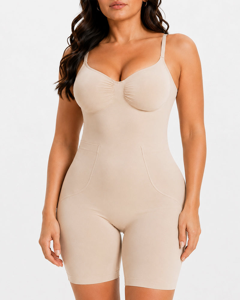 Seamless Tummy Control Back Pull-Down Bodysuit Shapewear