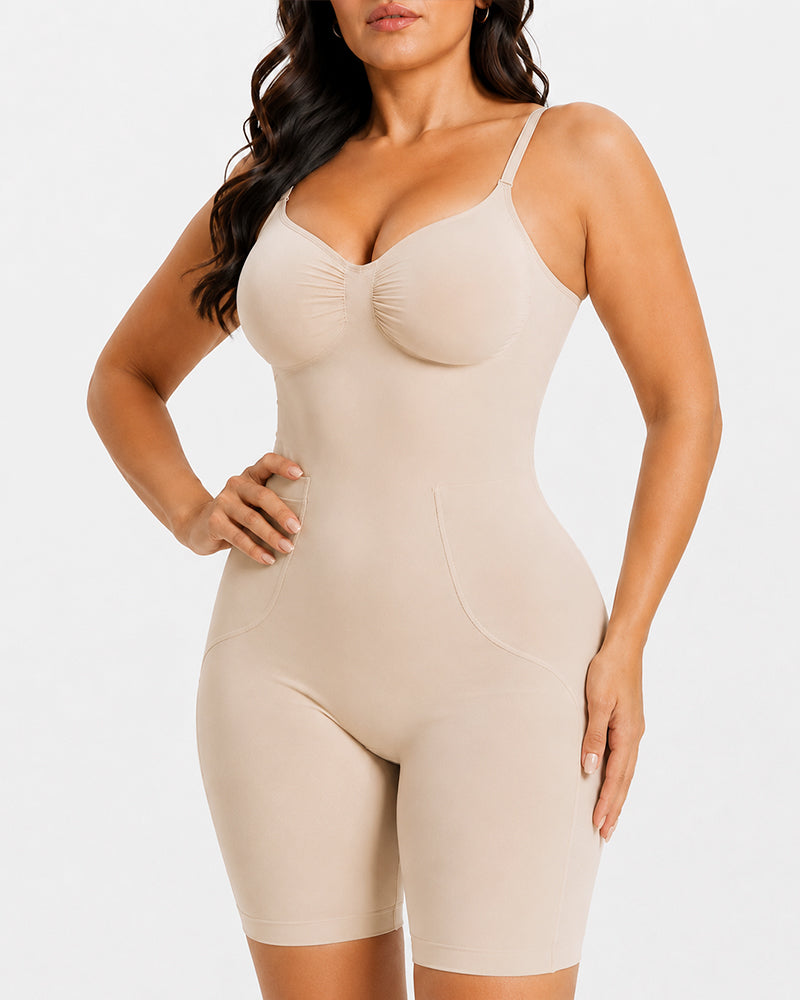 Seamless Tummy Control Back Pull-Down Bodysuit Shapewear