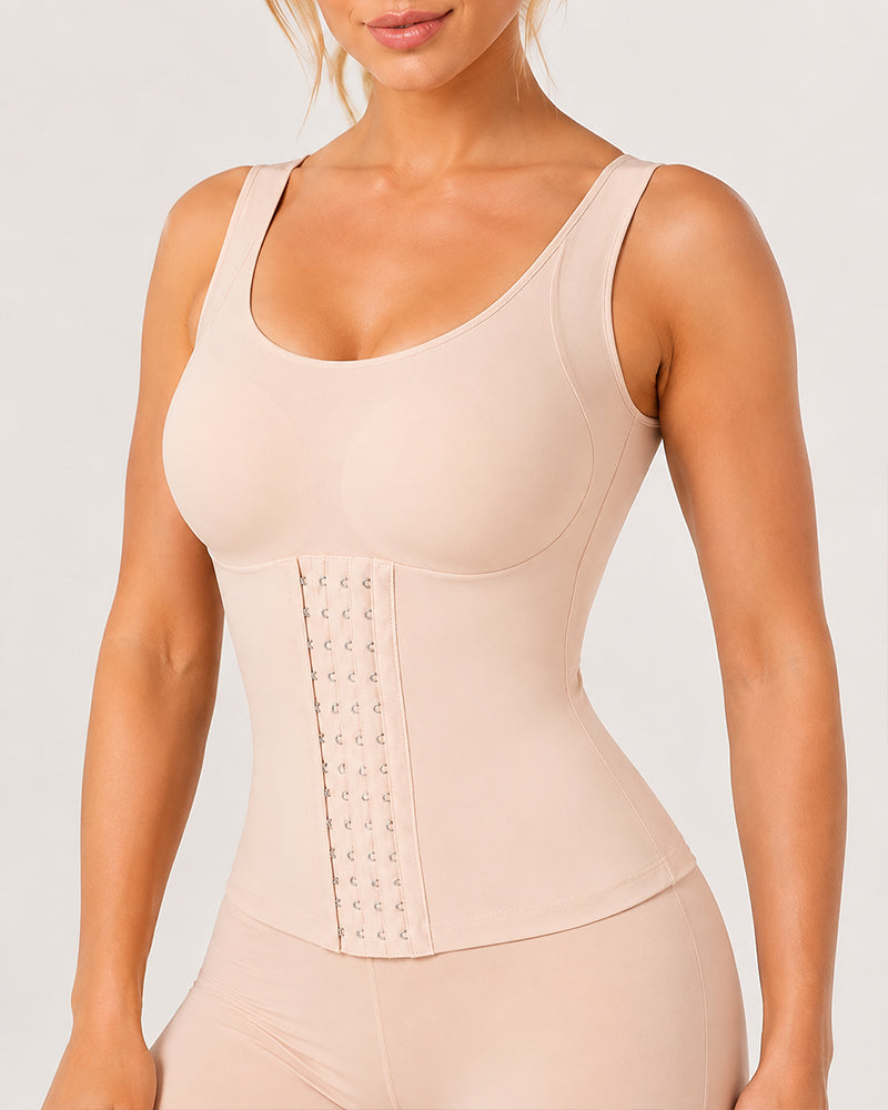 4-in-1 Seamless Front Closure Tummy Control Wire-Free Bra Crossback Shaping Vest