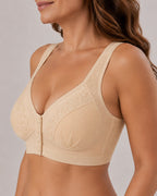 Three-Pack Front-Close Jacquard Full Cup Wire-Free Seamless Bra