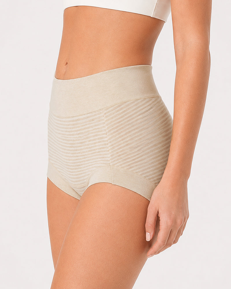3-Pack Pure Cotton High Waist Tummy Control Striped Briefs