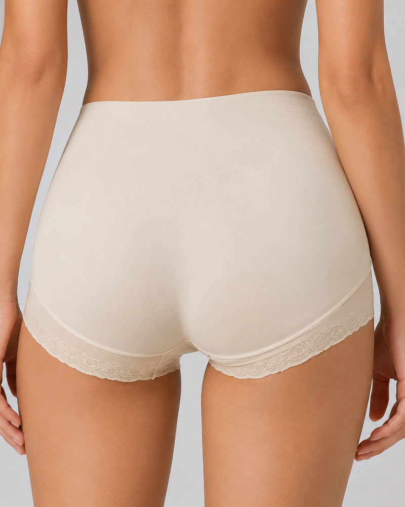2-Pack High Waist Tummy Control Seamless Cross-over Sheer Mesh Boxer Briefs