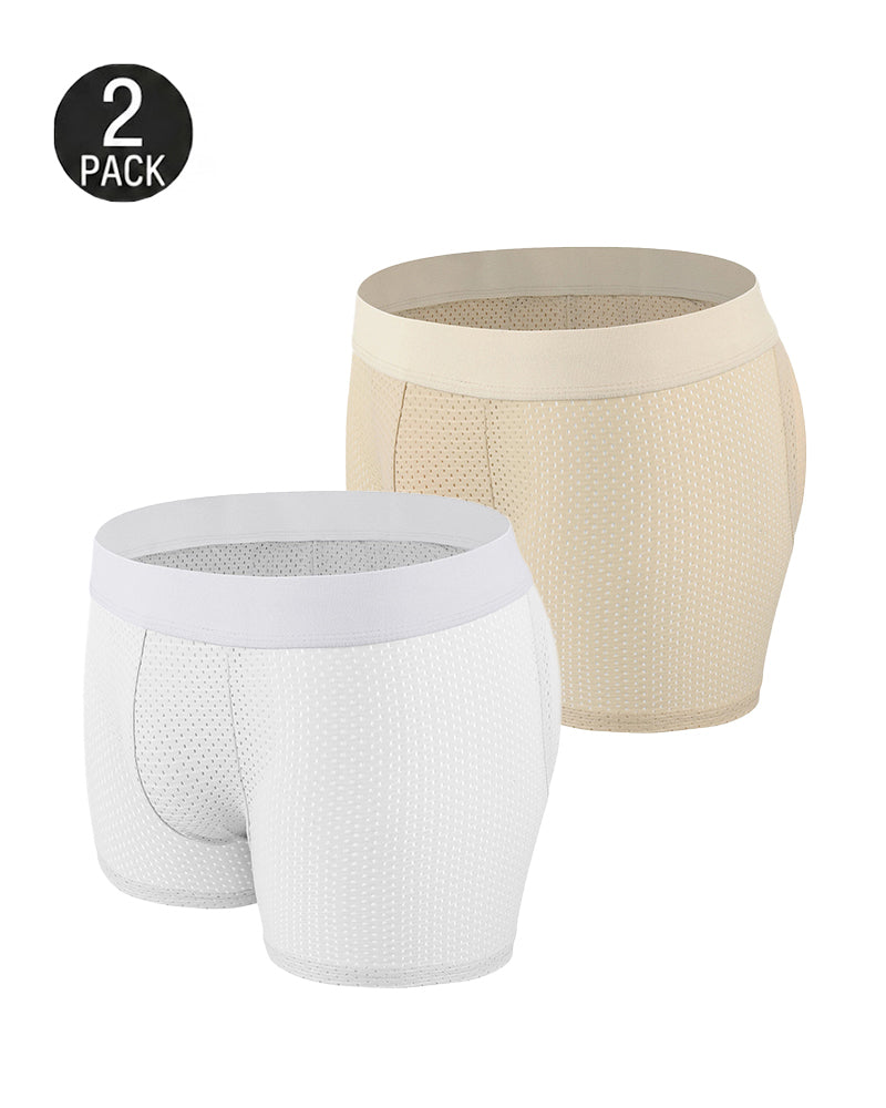 2-Pack Men's Breathable Mesh with Removable Pads for Buttock Shaping Panties
