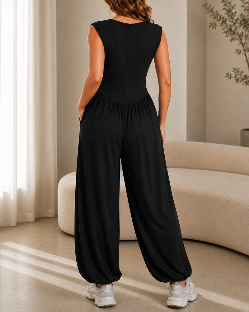 Casual Stretch Comfortable Sleeveless Wide-leg Jumpsuit