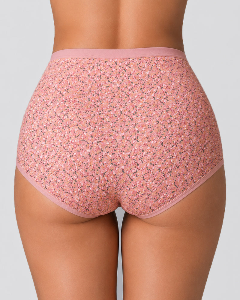 4-Pack High Waist Cotton Printed Loose Stretch Briefs