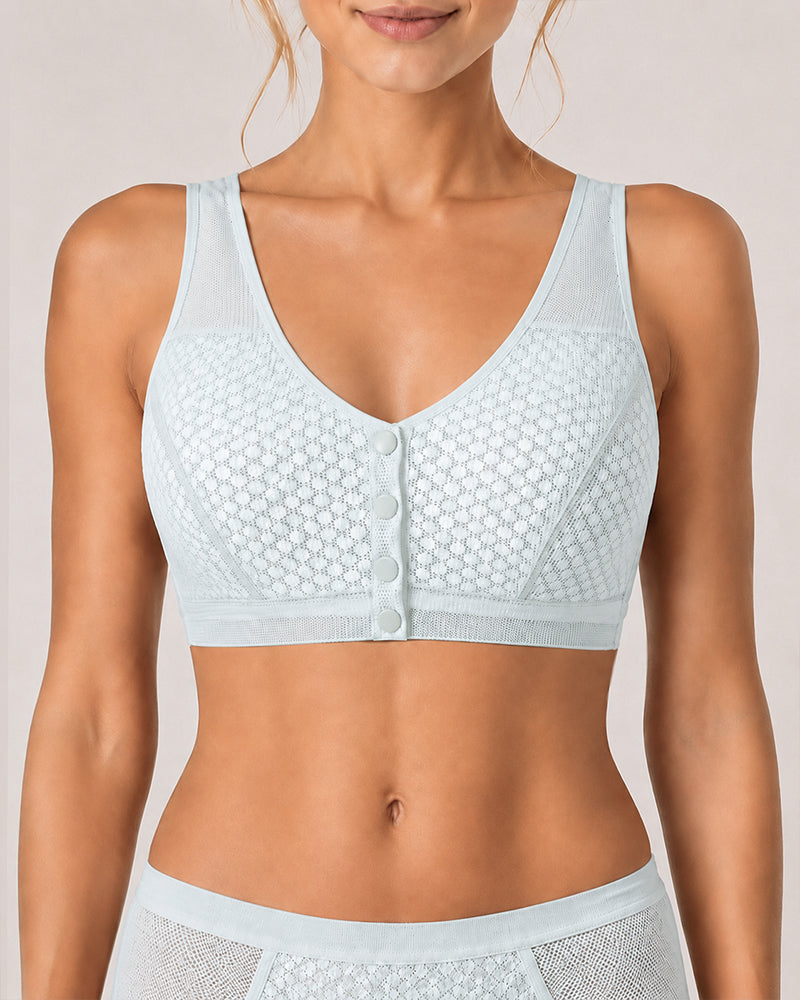 Front Closure Ultra-thin Breathable Mesh Seamless Wire-free Vest Bra