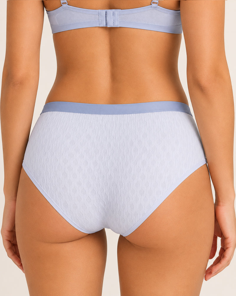 4-Pack Mid-waist Cotton Antibacterial Seamless Jacquard Breathable Briefs