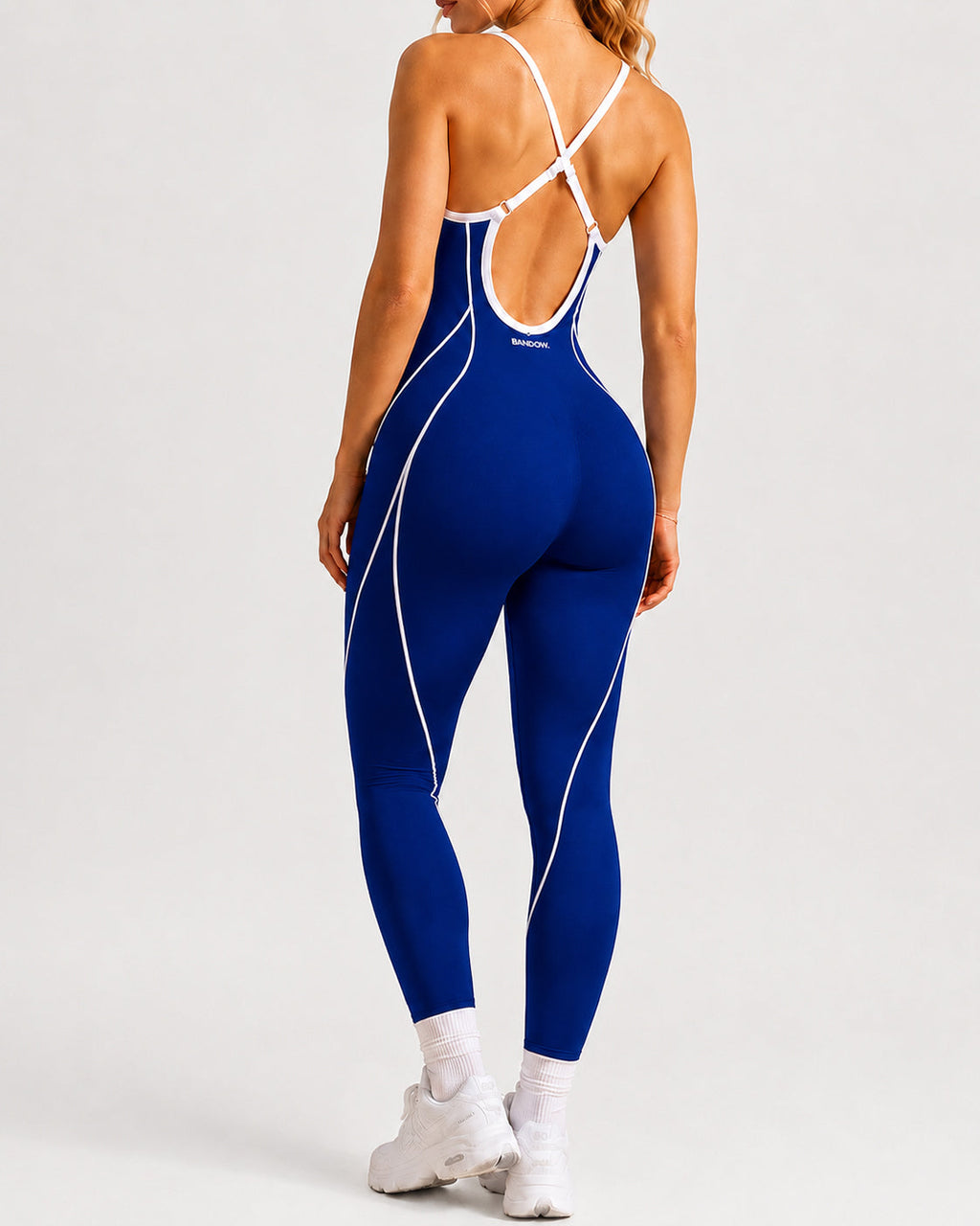 Women's Colorblock U-Neck High Elastic Sleeveless Yoga Fitness Jumpsuit