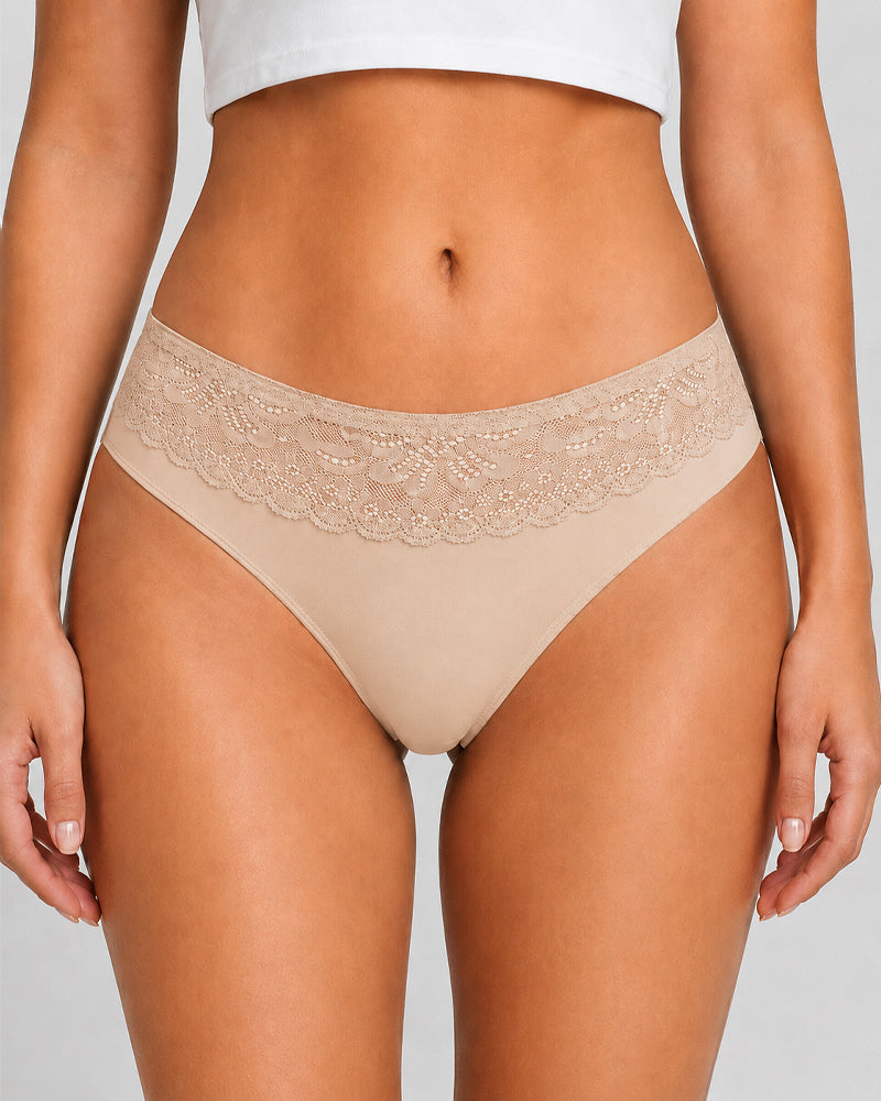 5-Pack Sexy Seamless Ice Silk Lace Patchwork Breathable Panties