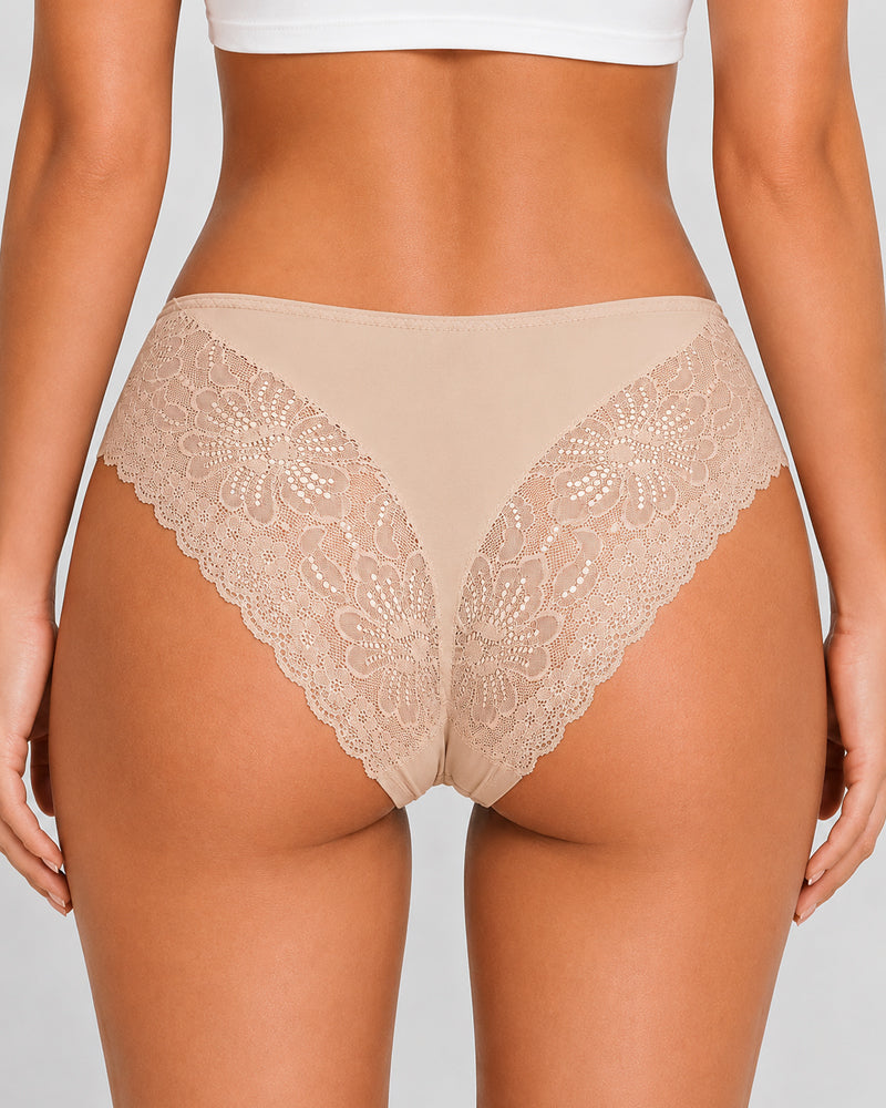 5-Pack Sexy Seamless Ice Silk Lace Patchwork Breathable Panties
