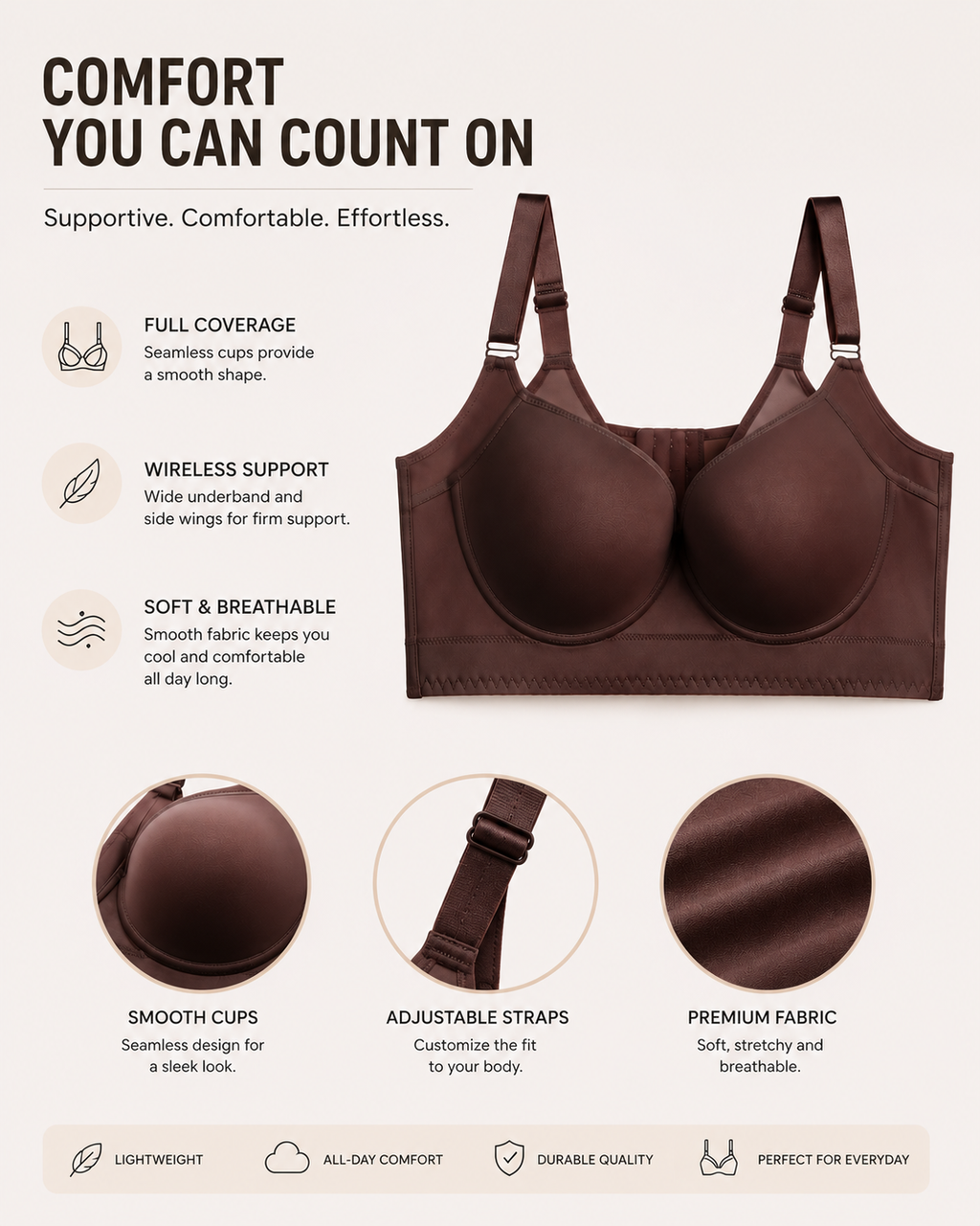 Women's Extra Firm High Compression Full Cup Push Up Bra