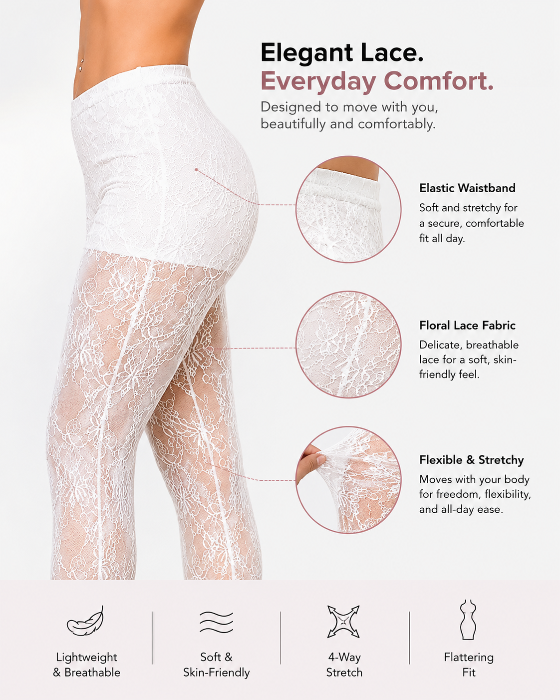 Women's Sexy Lace Mesh Hollow-Out Long Pants
