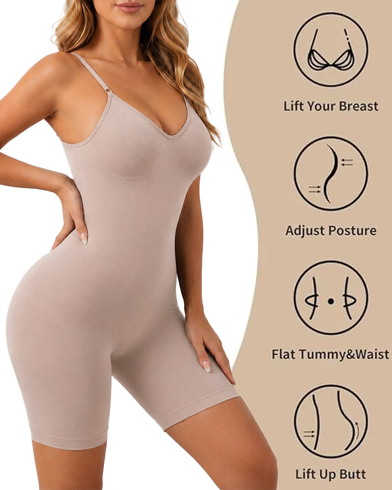 Deep V Seamless Tummy Control Hip Lift Backless Body Shapewear