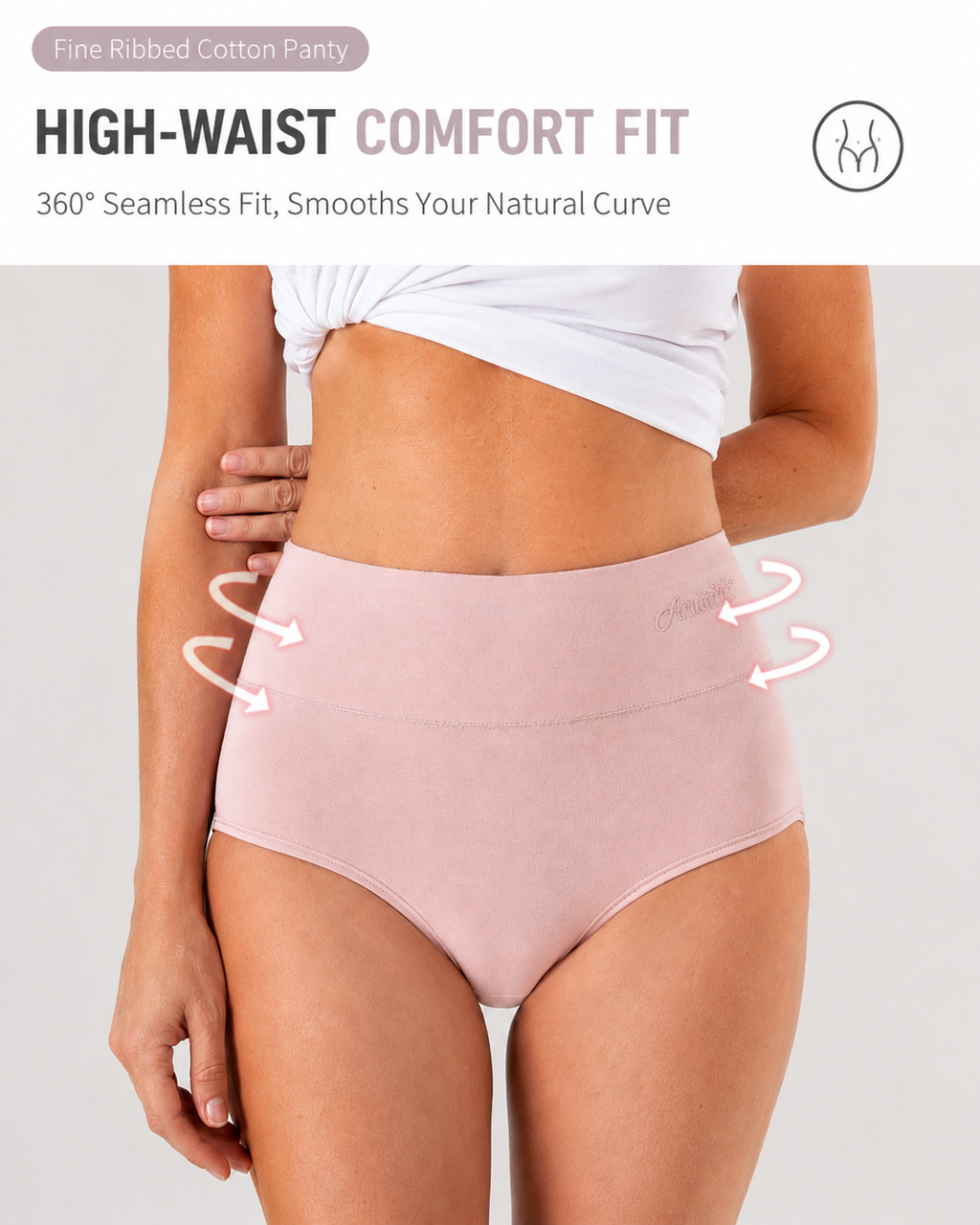 5-Pack Plus Size High Waist Tummy Control Pure Cotton Breathable Briefs