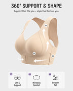 Front Closure Cross Back Wireless Posture Seamless Support Bra