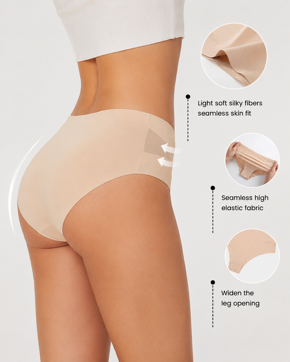 5-Pack Seamless Mesh Cutout Elastic Panty