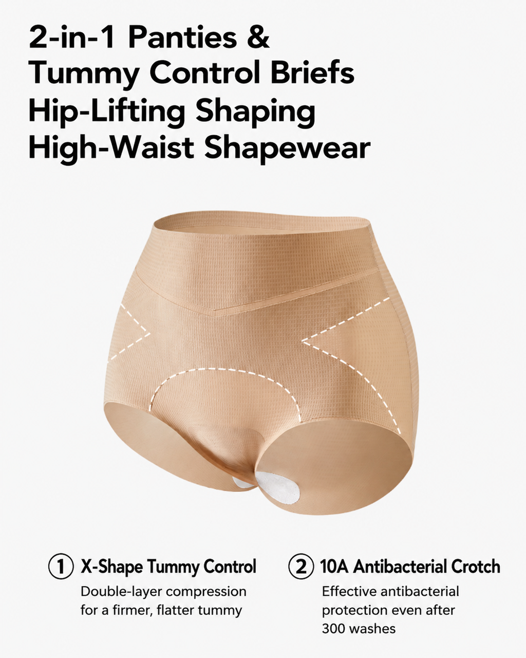 2-Pack High Waist Seamless Ice Silk Hip-Lifting Shaping Panties