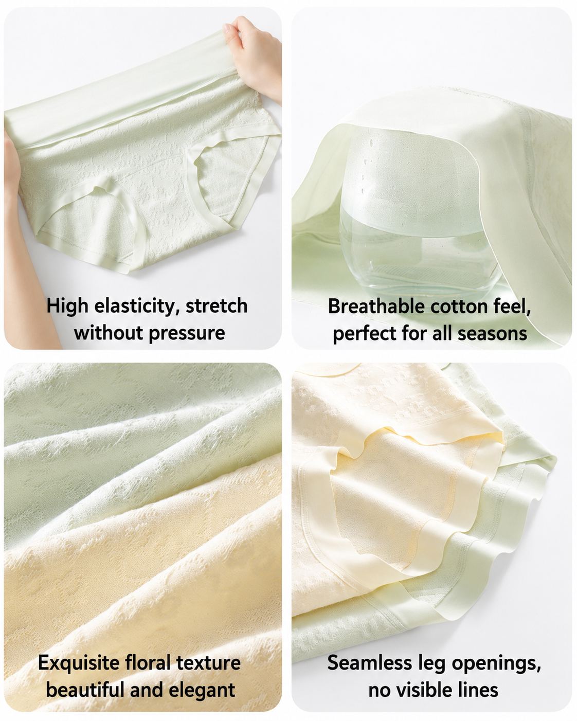 5-Pack Pure Cotton High Waist Tummy Control Jacquard Briefs