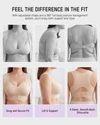 Front Closure Cross Back Wireless Posture Seamless Support Bra