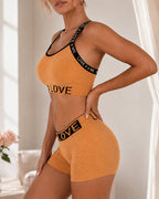 Casual Seamless Comfortable Letter Colorblock Underwear Set