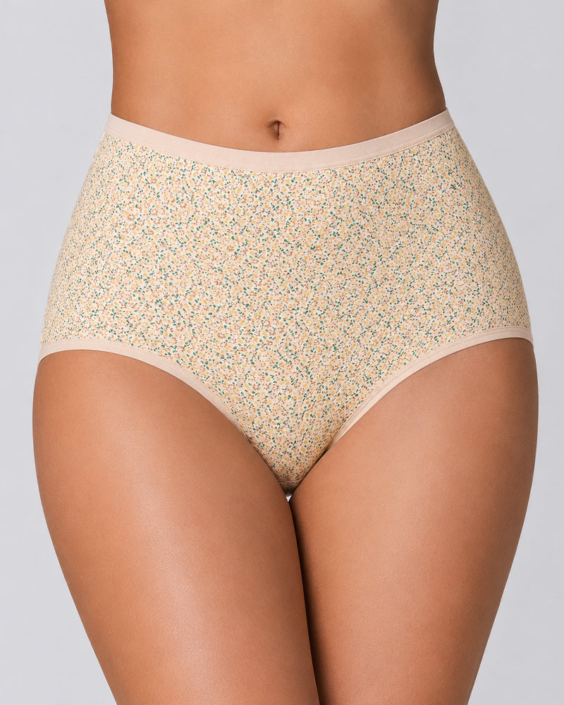 4-Pack High Waist Cotton Printed Loose Stretch Briefs