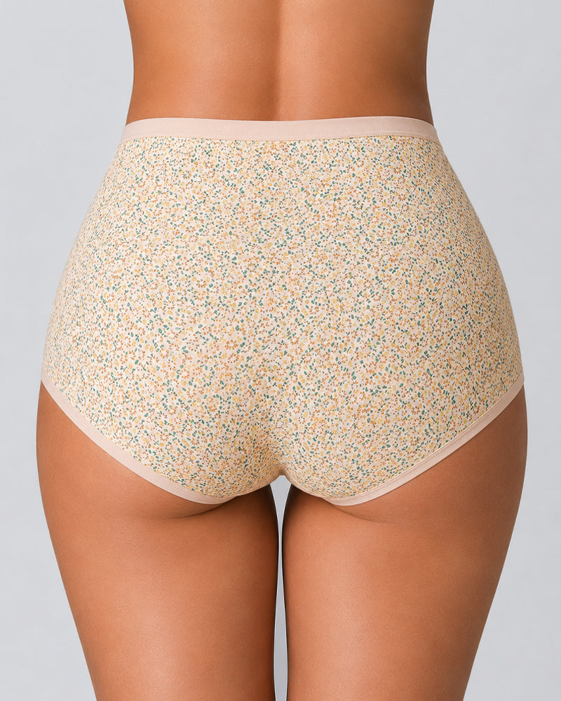 4-Pack High Waist Cotton Printed Loose Stretch Briefs
