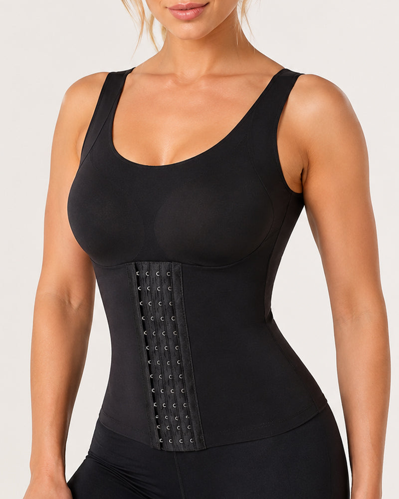 4-in-1 Seamless Front Closure Tummy Control Wire-Free Bra Crossback Shaping Vest