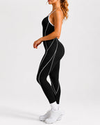 Women's Colorblock U-Neck High Elastic Sleeveless Yoga Fitness Jumpsuit