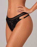 Multiple-Pack Sexy Lace Mesh Metal Buckle Decoration Thongs