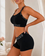 Casual Seamless Comfortable Letter Colorblock Underwear Set