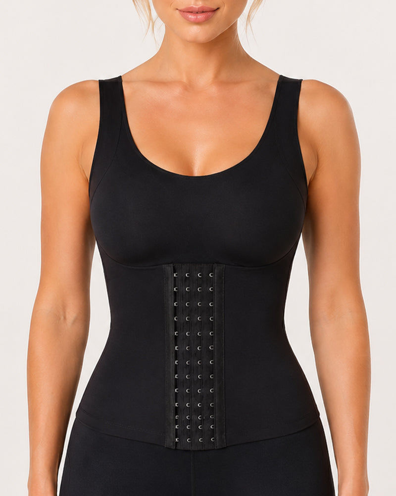 4-in-1 Seamless Front Closure Tummy Control Wire-Free Bra Crossback Shaping Vest