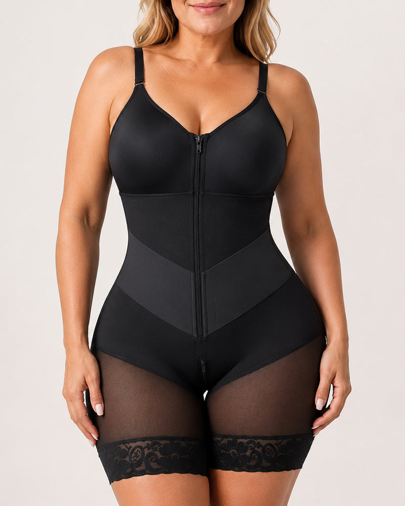 Women Tummy Control V-shaped Elastic Band with Zipper Closure Shapewear