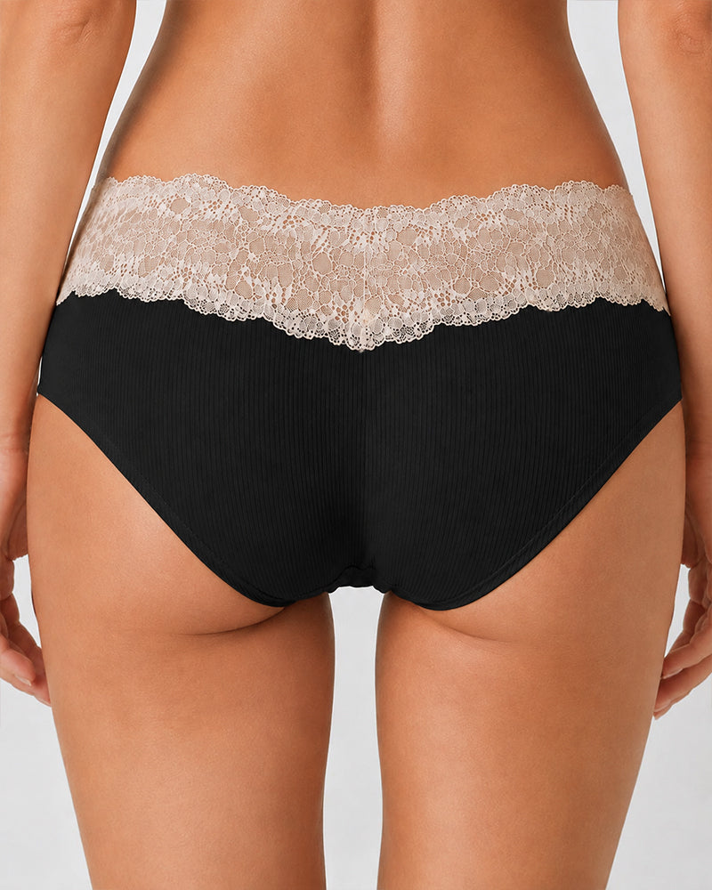5-Pack Seamless Lace Cotton Antibacterial Crotch Panties