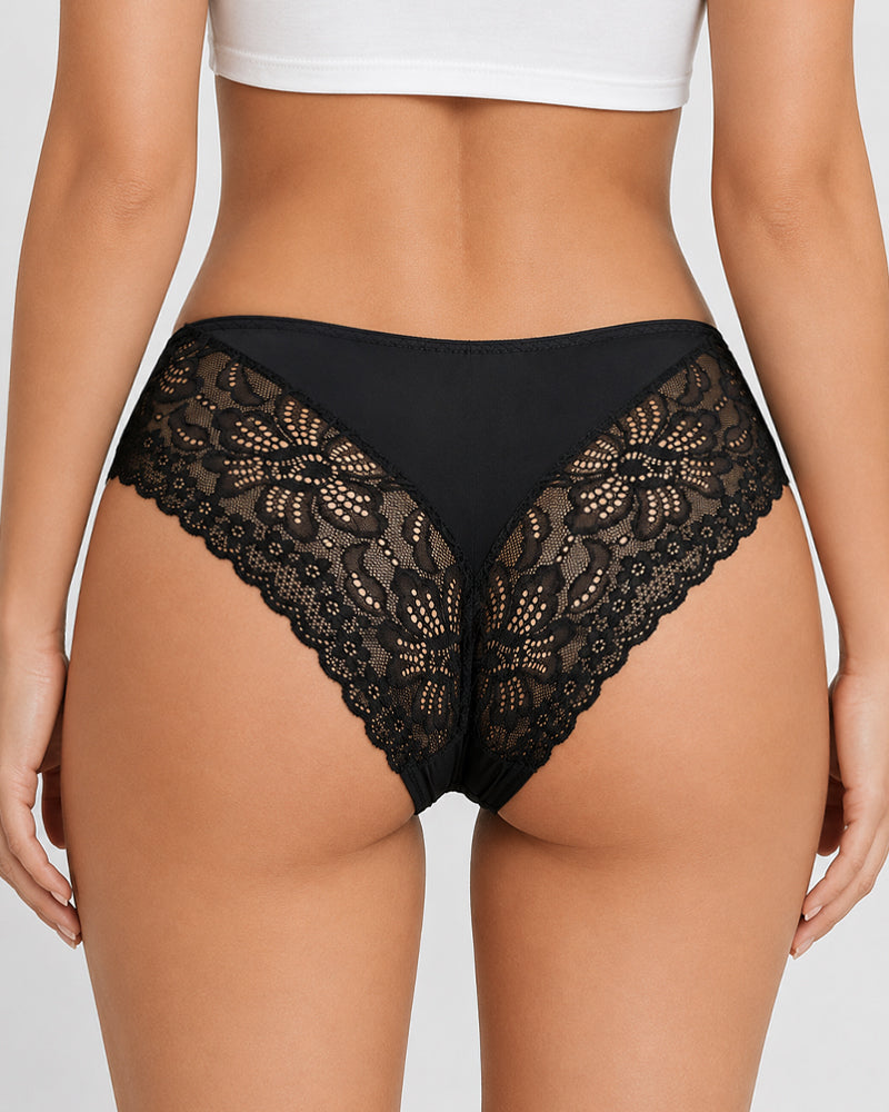 5-Pack Sexy Seamless Ice Silk Lace Patchwork Breathable Panties