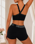 Casual Seamless Comfortable Letter Colorblock Underwear Set