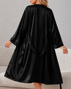 Women's Satin Slip Nightgowns and Long Belted Robe Set