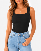 High Strechy Seamless U Neck Built-in Bra Tank Tops