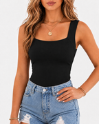 High Strechy Seamless U Neck Built-in Bra Tank Tops